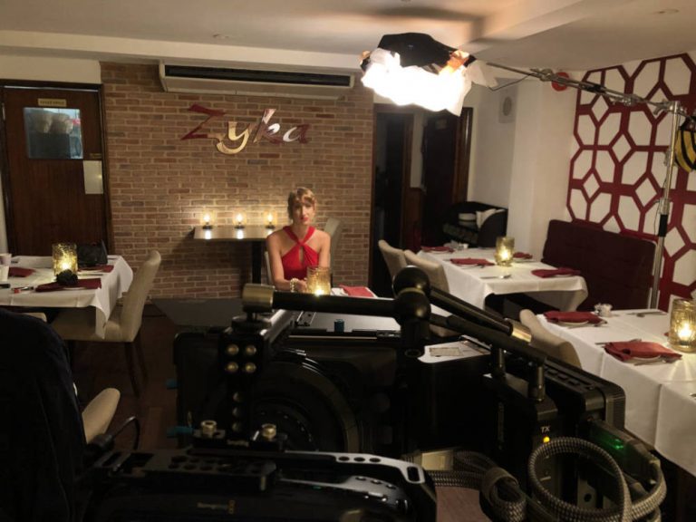 Behind the scenes from Table for One Dark comedy film
