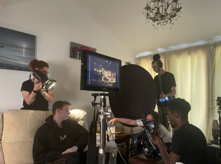 Behind the scenes from horror short film Movie Day an Adders Entertainment Production